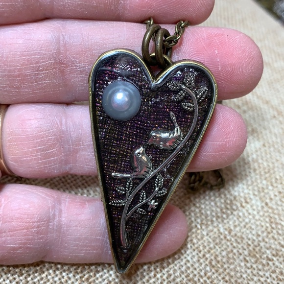 Twinsdesign Jewelry - Heart Necklace layered Birds 24” NWOT One of a kind New